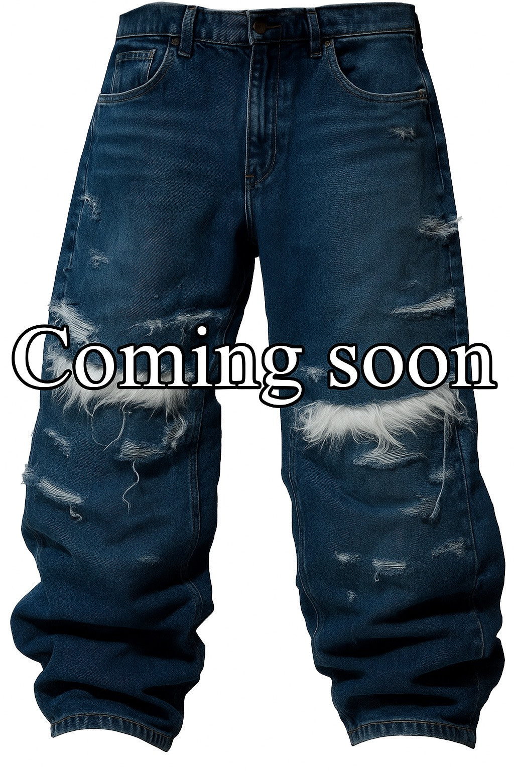 Blue Denim Fur Pants
